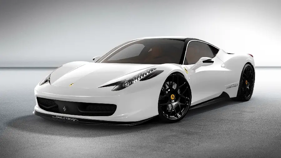 Download photo of white and billion Ferrari 458 car on gray background