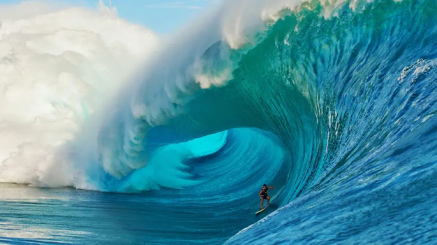 Stunning wallpaper of surfing in the ocean