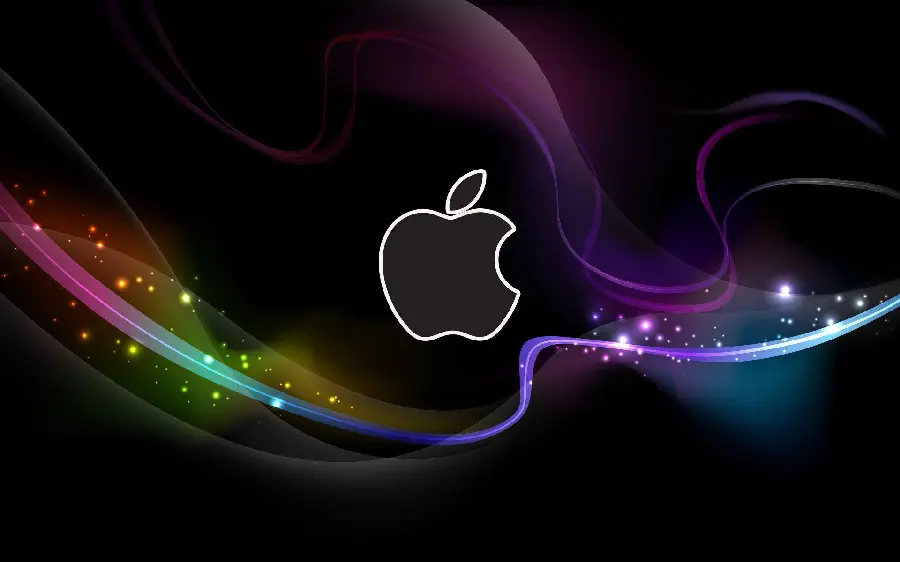 Cute and colorful fantasy wallpaper and a bitten apple in excellent quality suitable for Apple phones