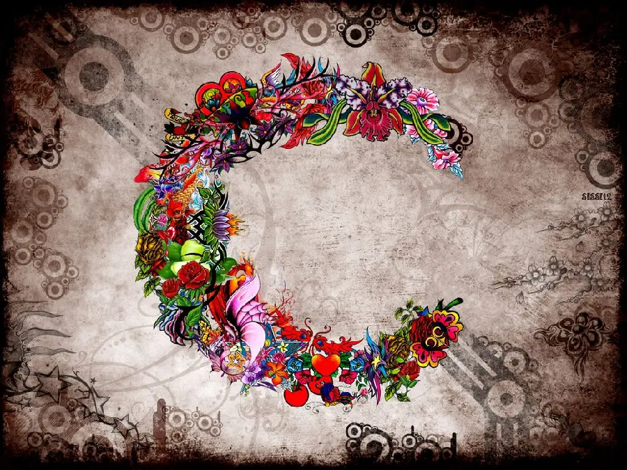 Beautiful and spectacular picture of the English letter c with beautiful flowers for the profile 