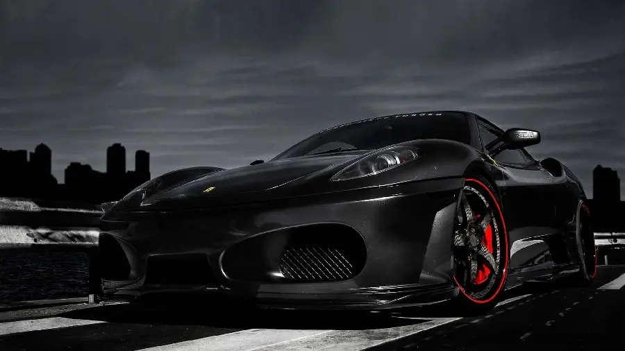Artistic and Attractive Black Ferrari Wallpaper with Dark Theme 