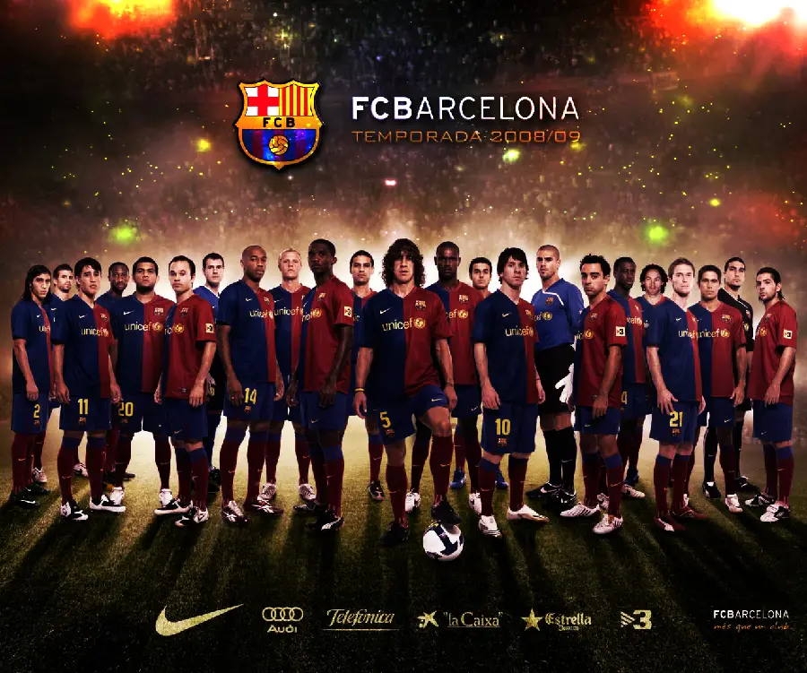 Beautiful Barcelona team poster with all the new and old players