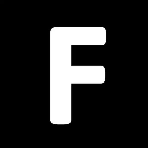 High quality white background of the letter F on a black background suitable for WhatsApp