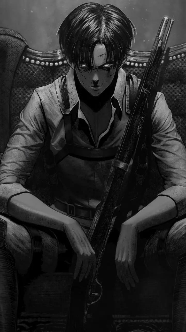 Mysterious Captain Levi image with a black and white theme for the story