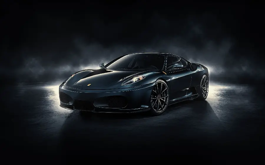 Beautiful background of a completely black Ferrari car with excellent quality 
