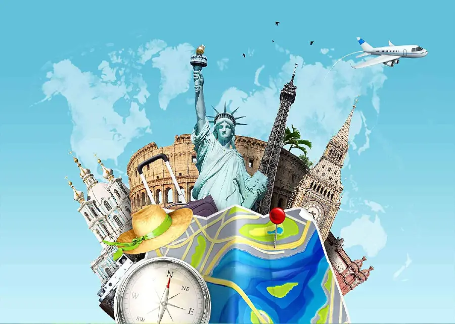 Download the promotional poster for a round-the-world travel tour