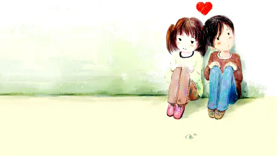 Cartoon romantic photo with innocent and beautiful characters 
