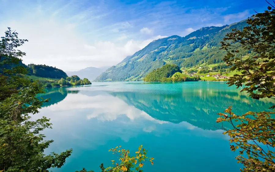 Impressive image of a brilliant and blue lake landscape with excellent quality 