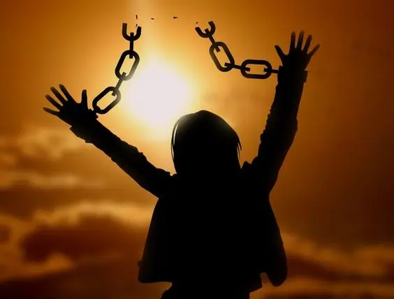 Dreamy image of breaking the chain along the sunlight for profile 