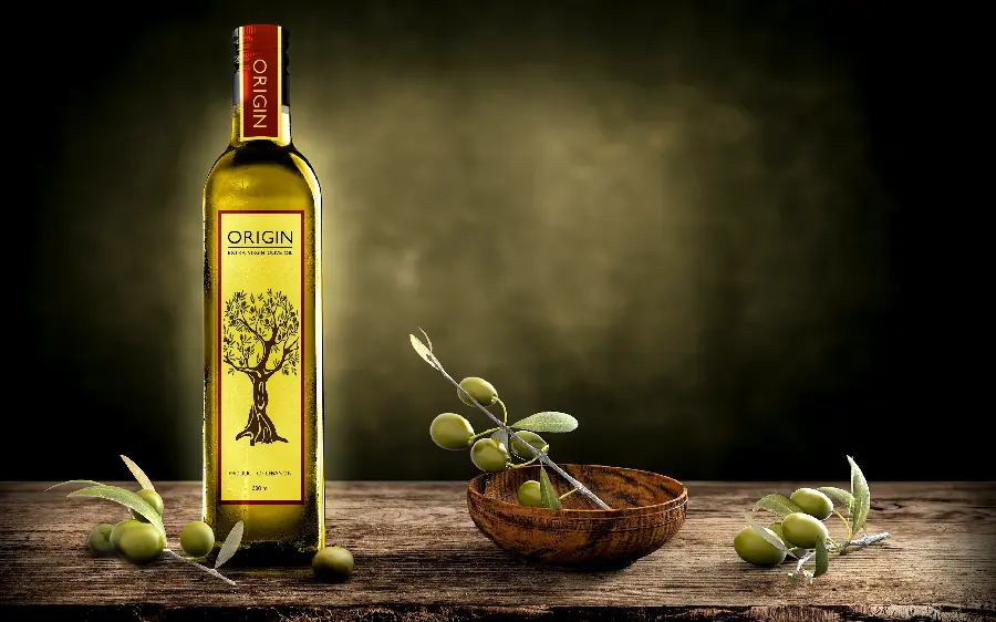 The most popular olive oil photo with a dark background in high quality