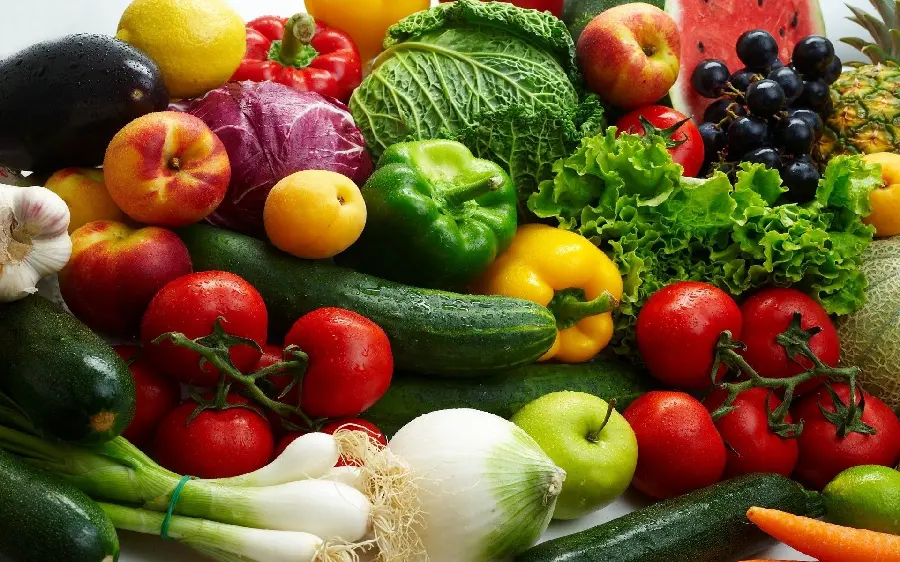 Photo B Such as colorful and useful fruits and vegetables with special quality for health content 