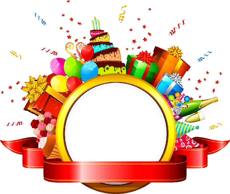 Blank Birthday Greeting Frame with a Beautiful and Busy Circle Theme for Writing Text