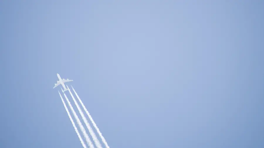 Lovely background of airplane flying in the blue sky in HD quality 