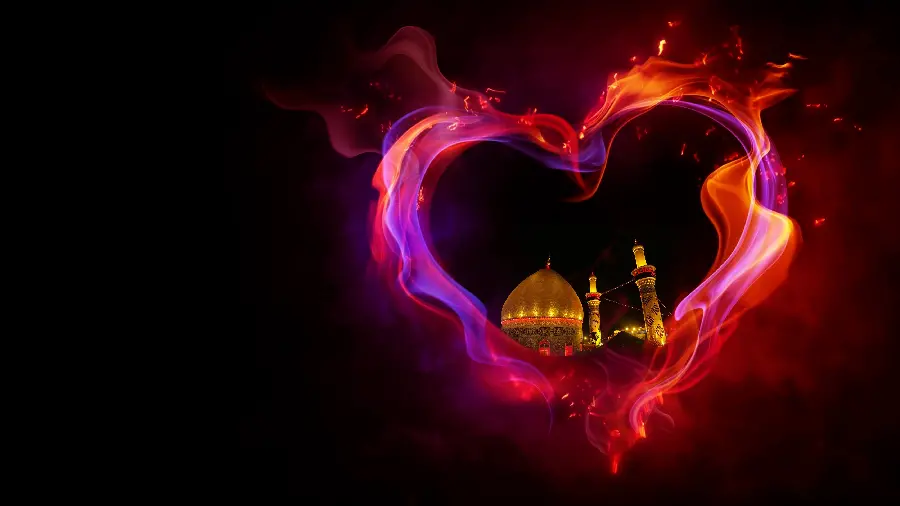 Photo of Karbala Mosque in Muharram and Tasua Ashura 1401 with a black background