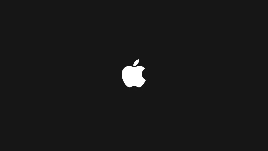 High Quality Black Background with Unique White Bitten Apple Apple