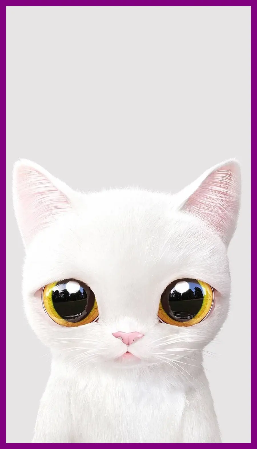 Fantasy wallpaper of a white cat with yellow and black eyes