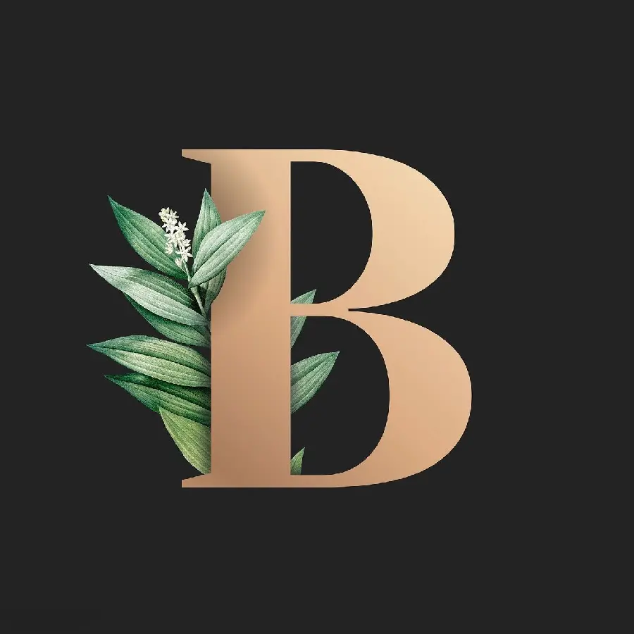 The most famous letter B profile picture with a golden font and a beautiful leaf design