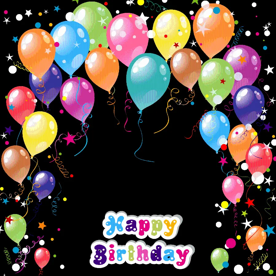Full HD Digital Image with Colorful Happy Birthday Design on Black Background