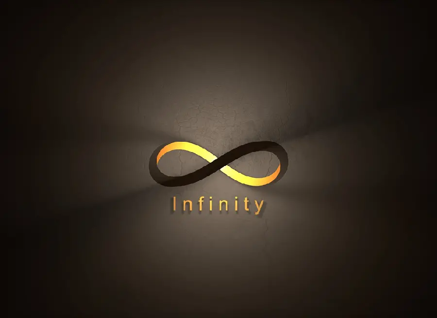 Beautiful and golden infinity logo background with 8k quality