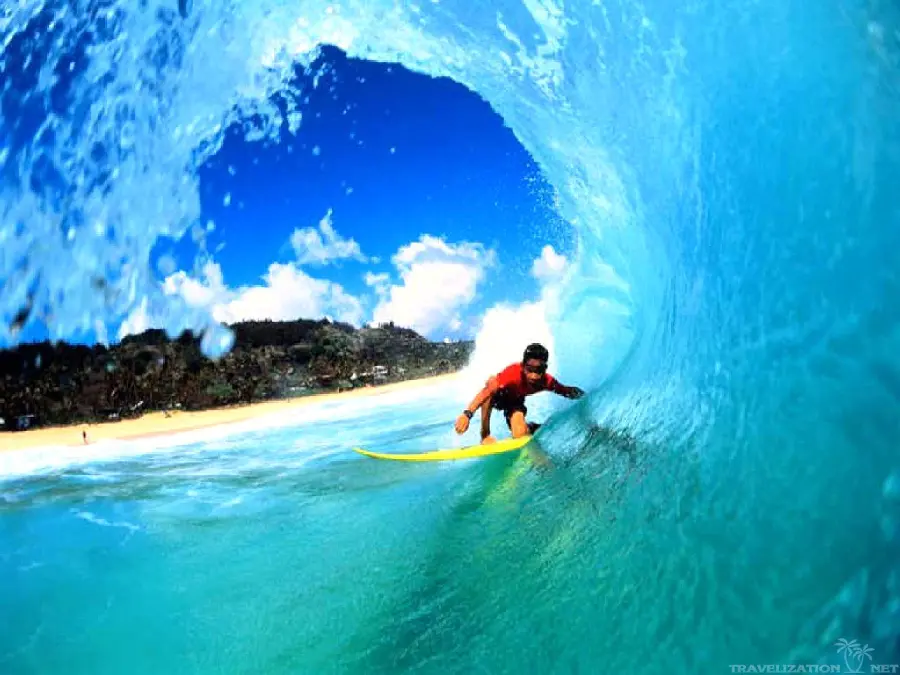 Cool photo of surfing on the coast Hawaii