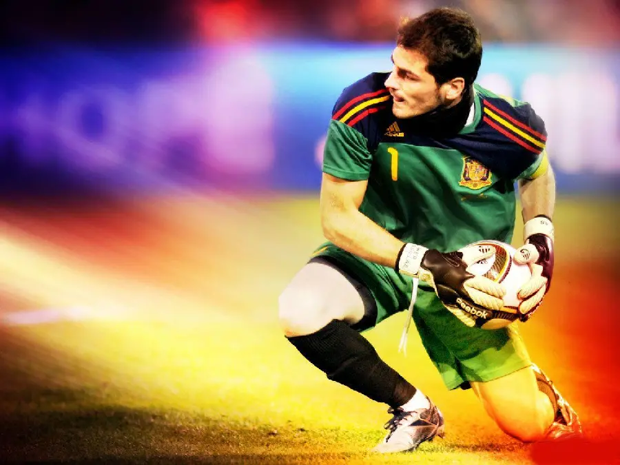 Background of Casillas, Real goalkeeper with the ball in his hand