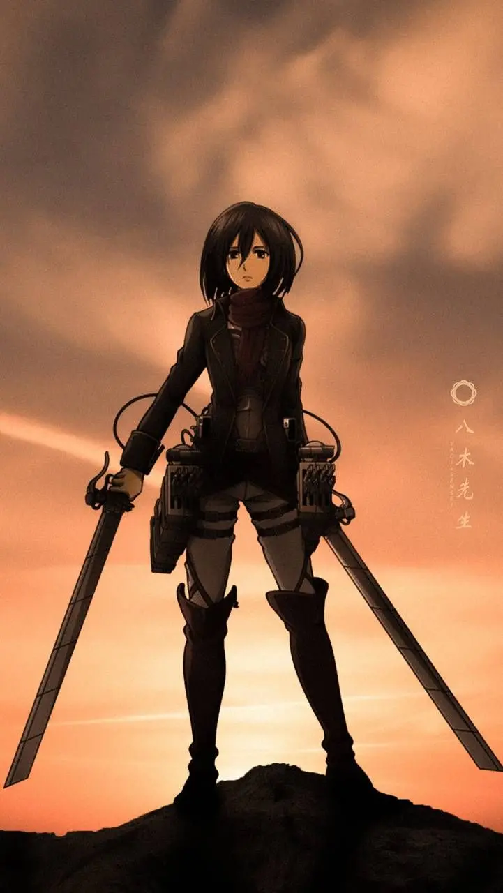 Luxury Phone Background with Strong Mikasa Ackerman Anime Design