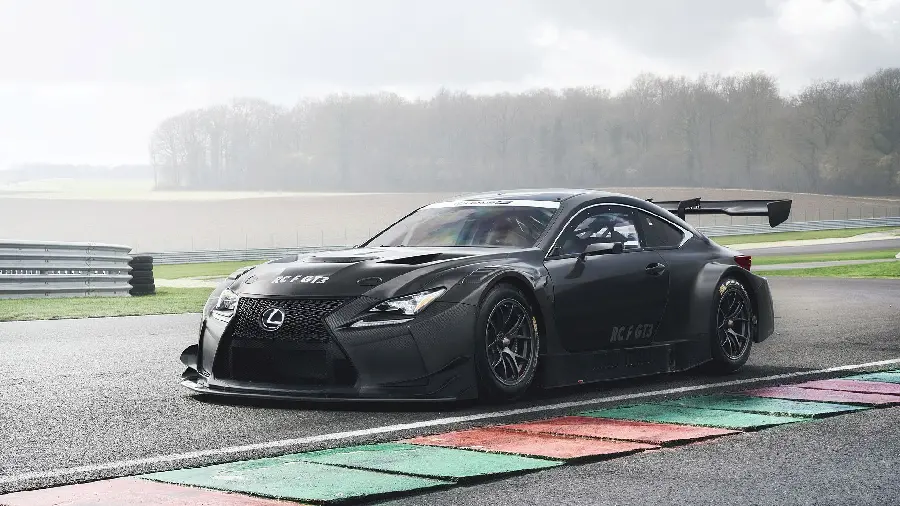 Download a simple photo of a lively Lexus RC F on a forest road