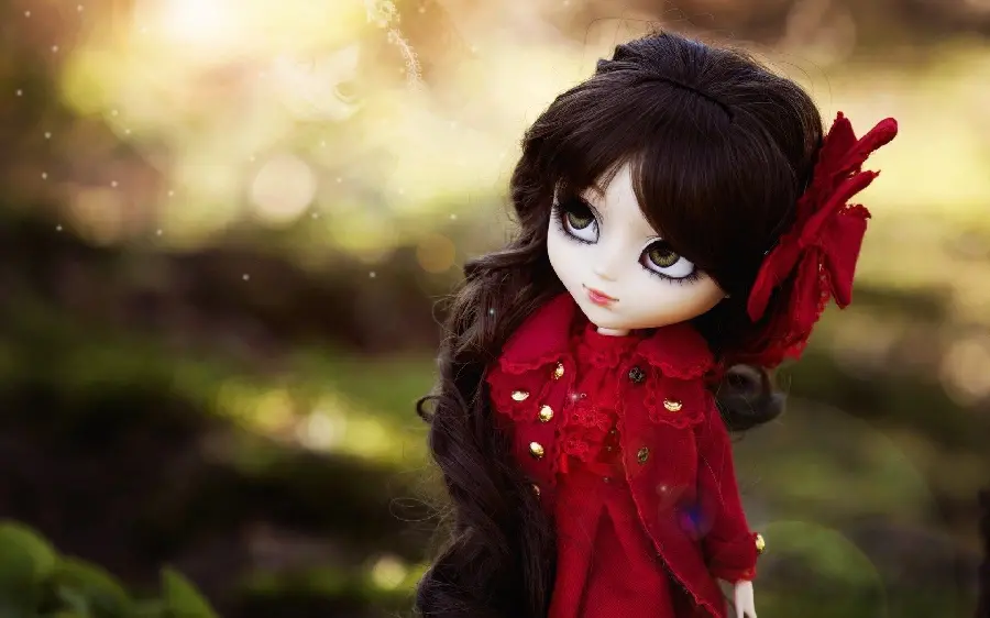 Latest red girly doll wallpaper in nature