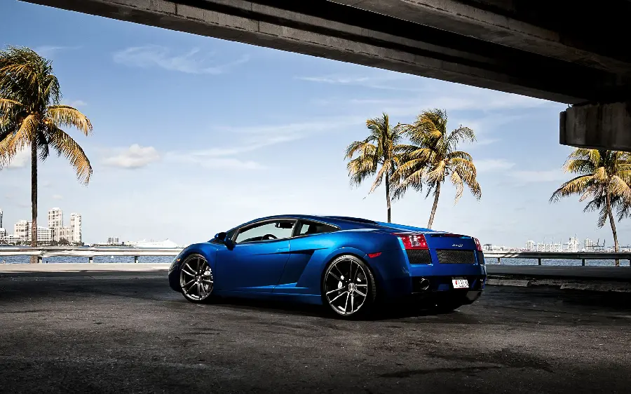 Attractive Blue Lamborghini Gallardo Stock Photo in Hot Southern Air