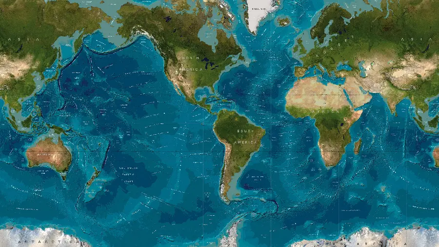 The most beautiful map of the earth with various colors and garlands in high quality 