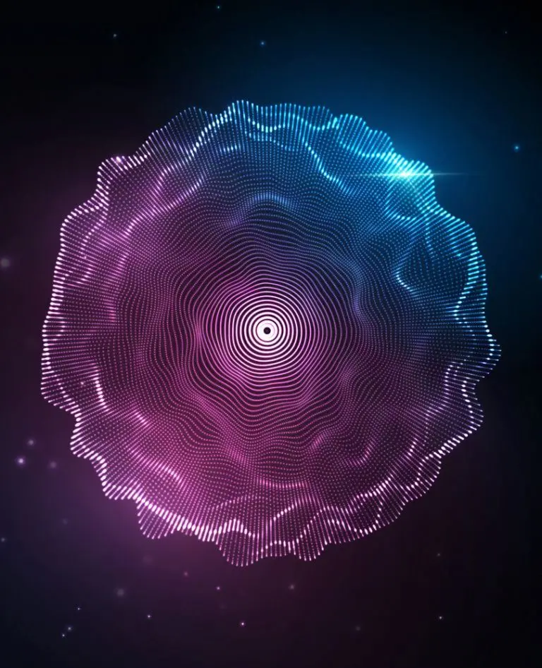 Download 3D photo of sound waves in blue and pink