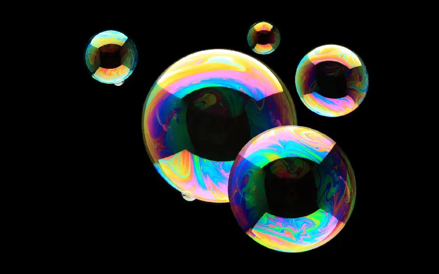 New digital image with colorful bubbles and black background 
