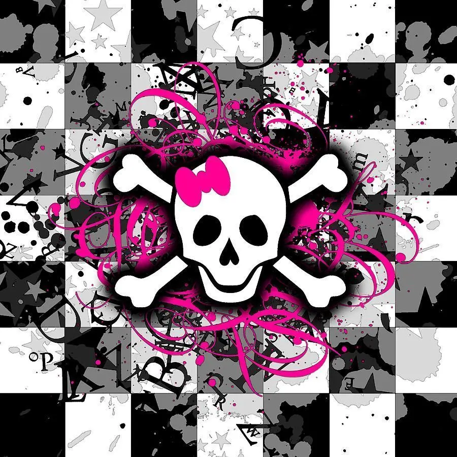 New HD Profile Picture of Pink Skull with Black Background White 
