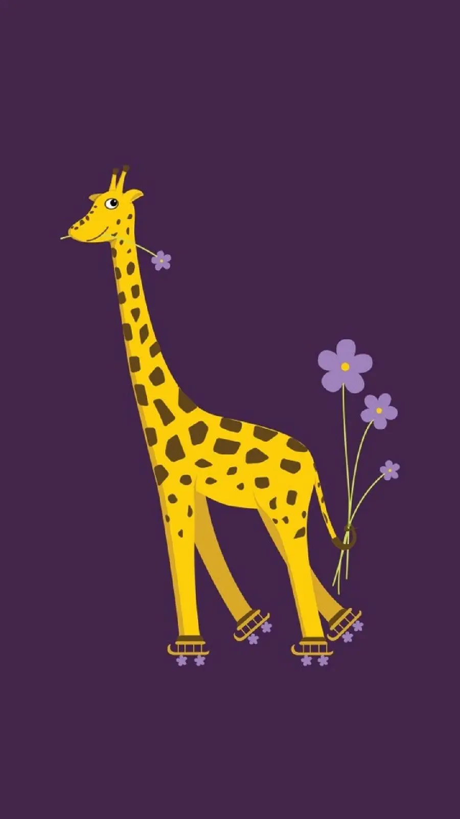 Admirable digital painting of a lovely giraffe with a purple theme for phone wallpaper