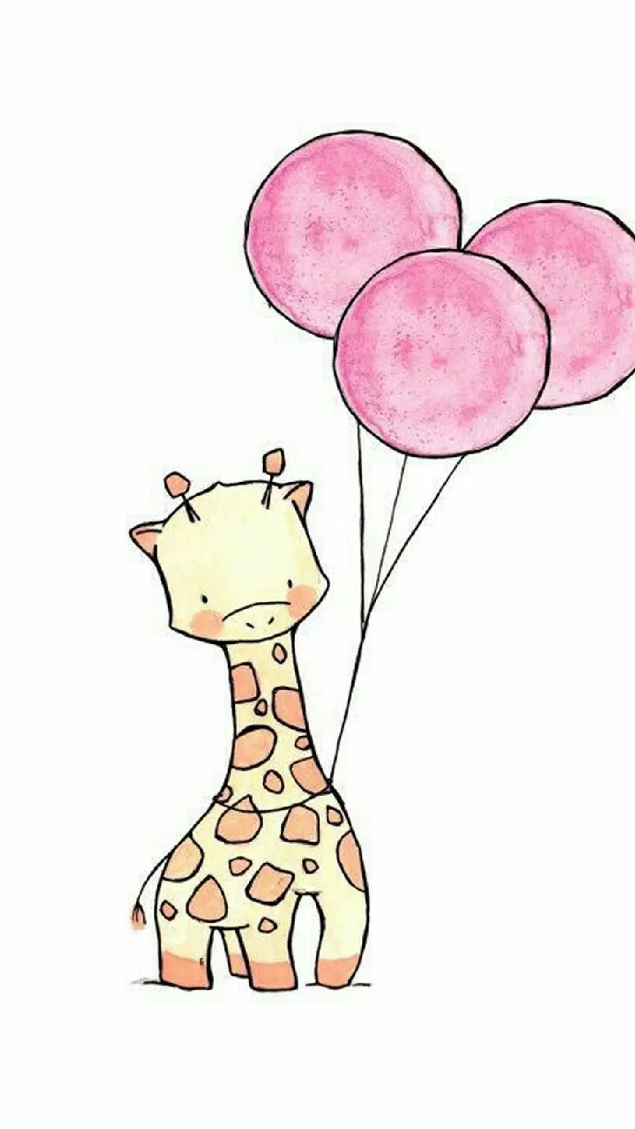 Download special background of little giraffe with beautiful pink balloons for iPhone