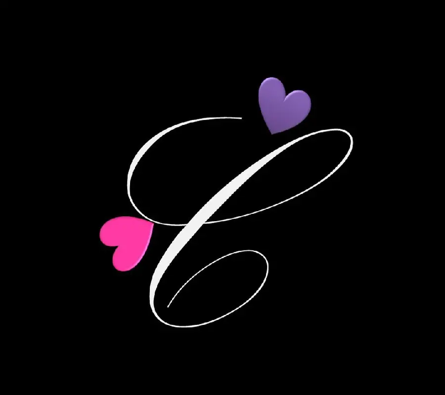 Delicate and pleasant image of the English c with a purple and pink heart