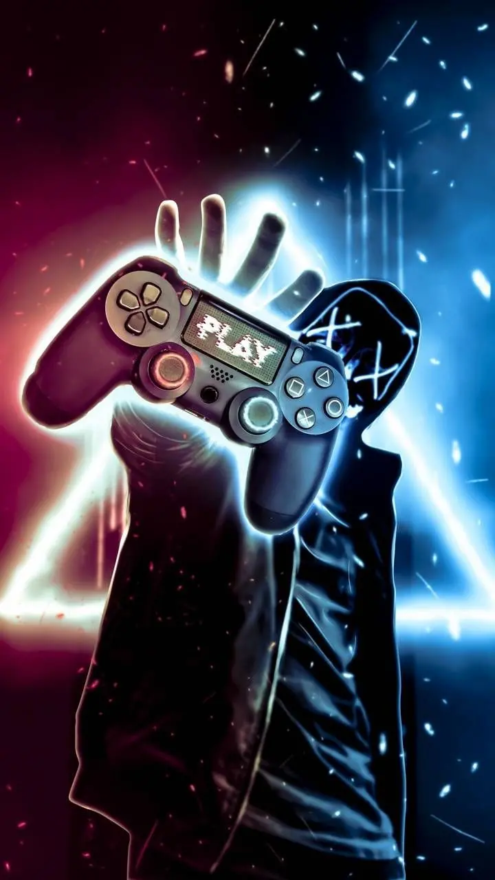 Cool background of a gamer boy with a super beautiful color theme 