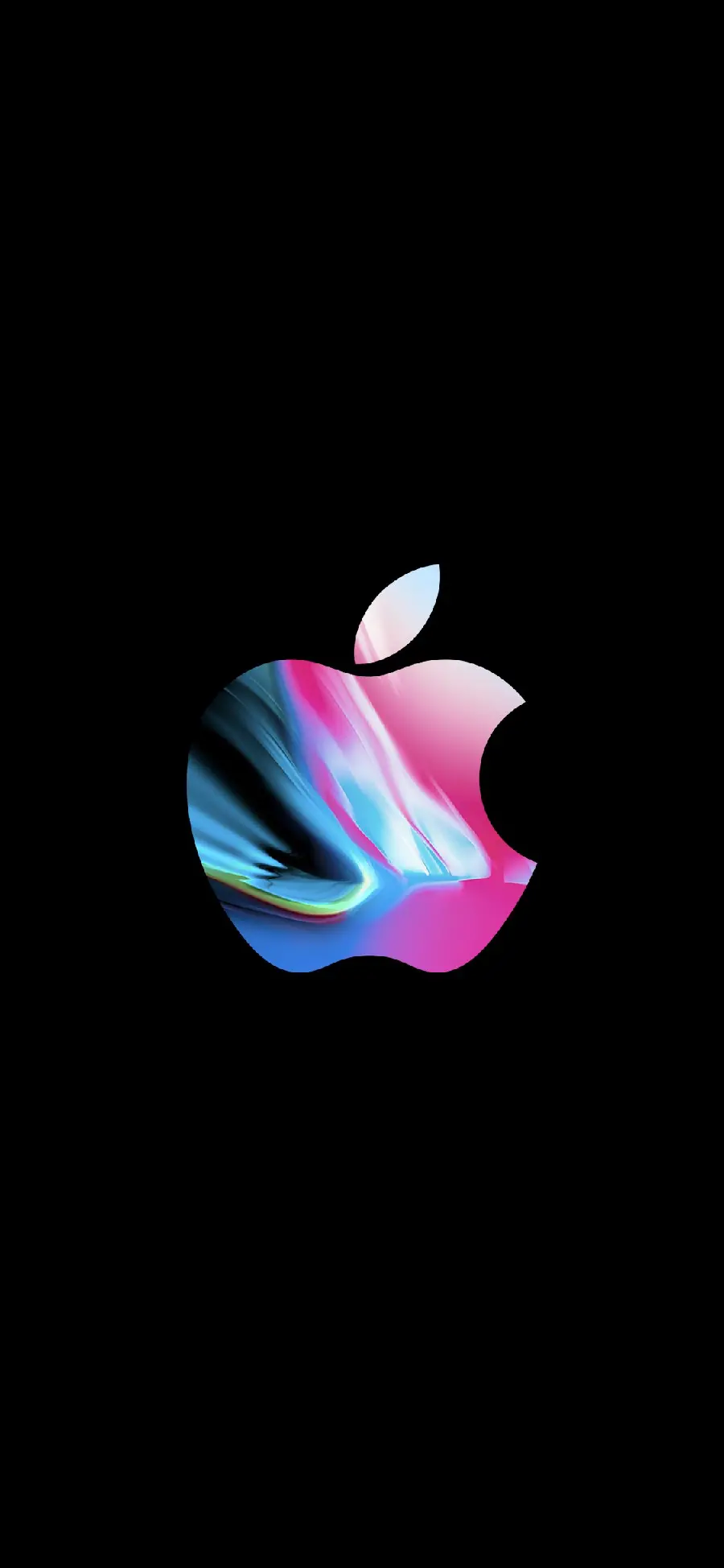 Apple logo sticker on a black and shiny background