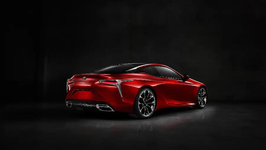 Download red Lexus LC 500 background from the hood view on a black background