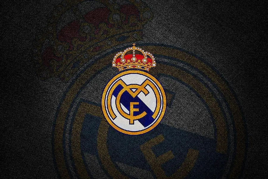 Background of the Real Madrid team logo between a piece of black hemp