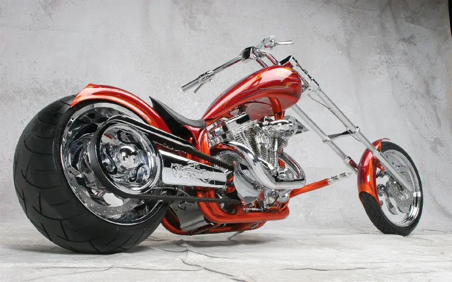 Popular background of a beautiful new and heavy custom motorcycle with excellent quality