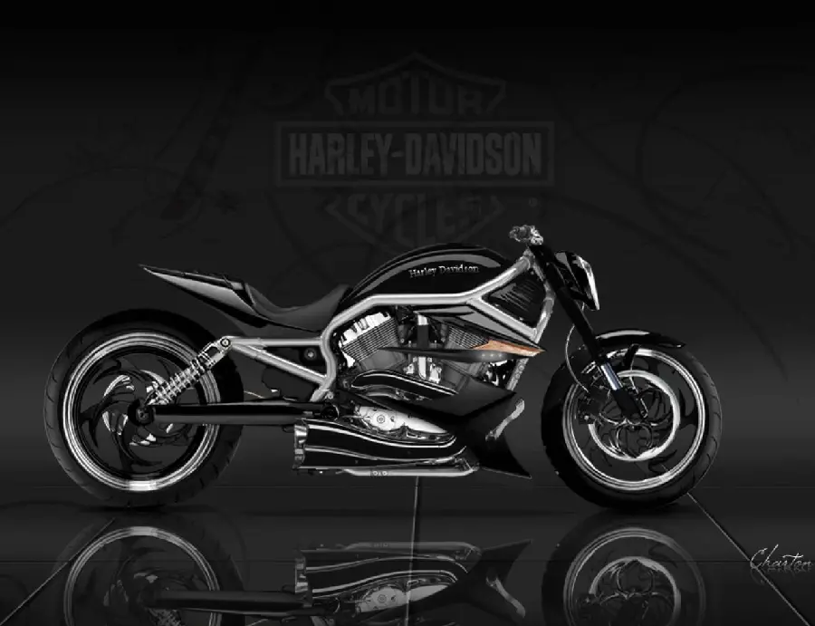 Awesome computer background image of a black elegant motorcycle with excellent quality