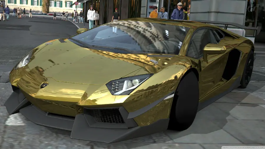 Impressive and Shiny Poster with the Design of the Famous Golden Lamborghini Car