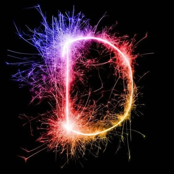 Graphic Image of the English Letter D with a Beautiful Colorful Fireworks Theme for Profile