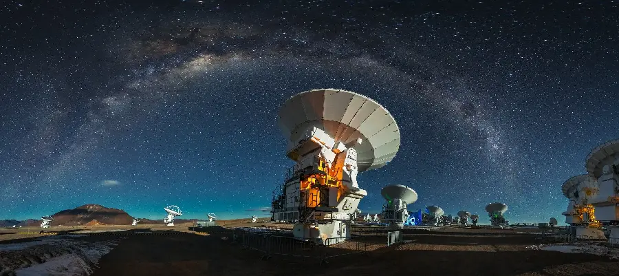 Download Stock Photo of Satellite Dish Under Beautiful Night Sky
