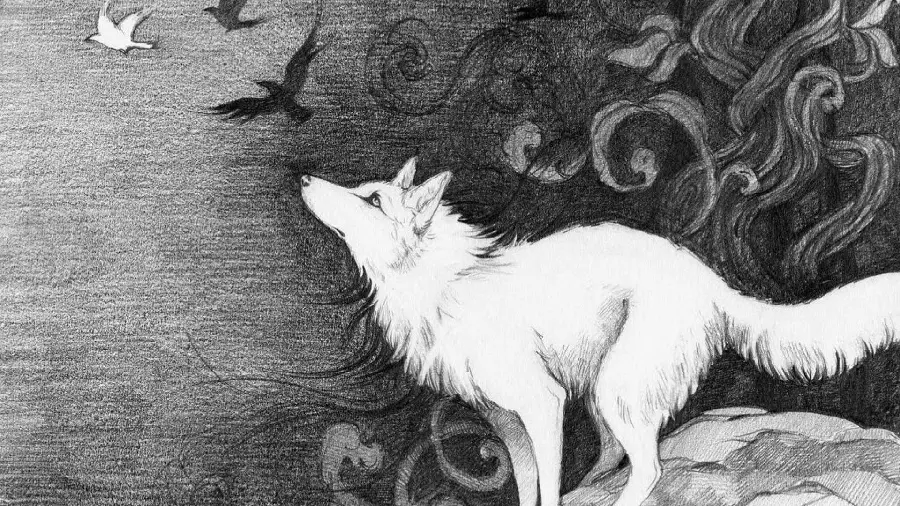 Amazing design of a beautiful white wolf in Full HD quality 