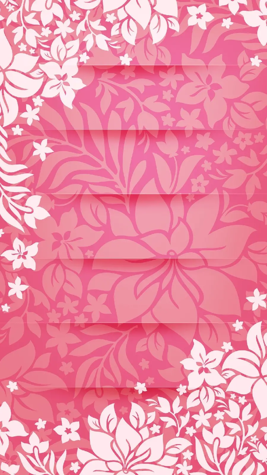 Special pink wallpaper with beautiful white flowers for girls