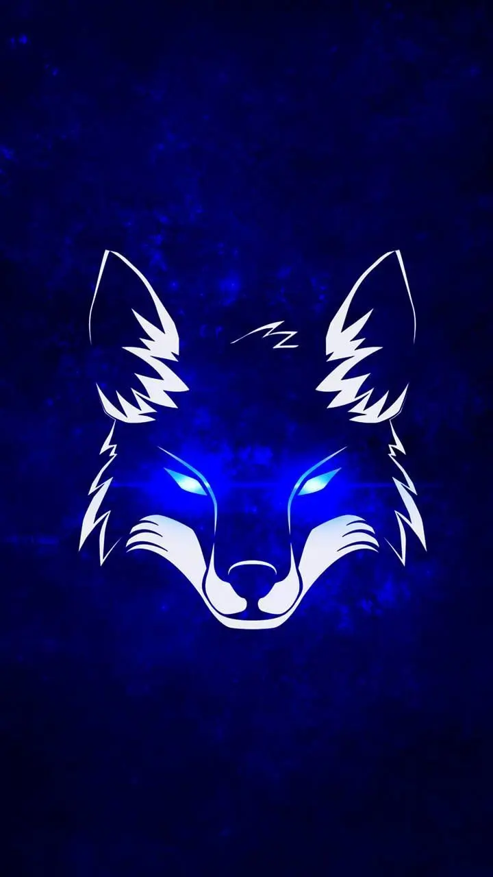 Neon background for the phone With a blue wolf design in 4K quality