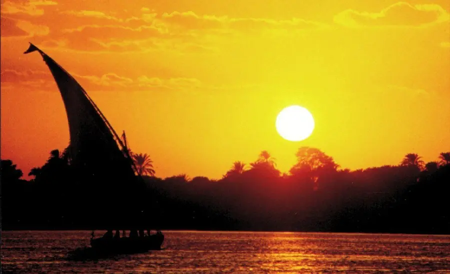 The Nile River is one of the natural wonders of Africa at a beautiful sunset