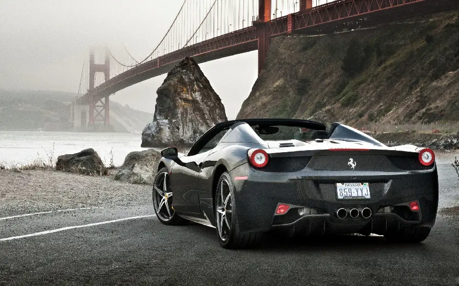 Awesome Black Ferrari Stock Photo HD Quality 